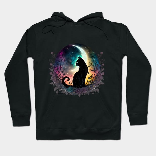 Midnight's Shadow at Noon: The Tale of a Black Cat Hoodie by luxury artista